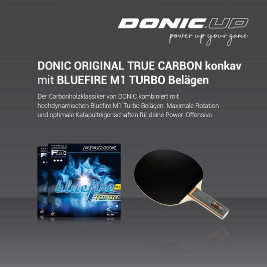 DONIC UP True Carbon mit Bluefire M1 Turbo