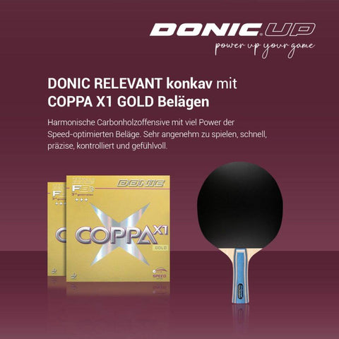 DONIC UP Relevant mit Coppa X1 Gold